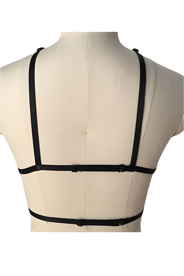 Tavi Genuine Leather Harness Lingerie Top with Star Design