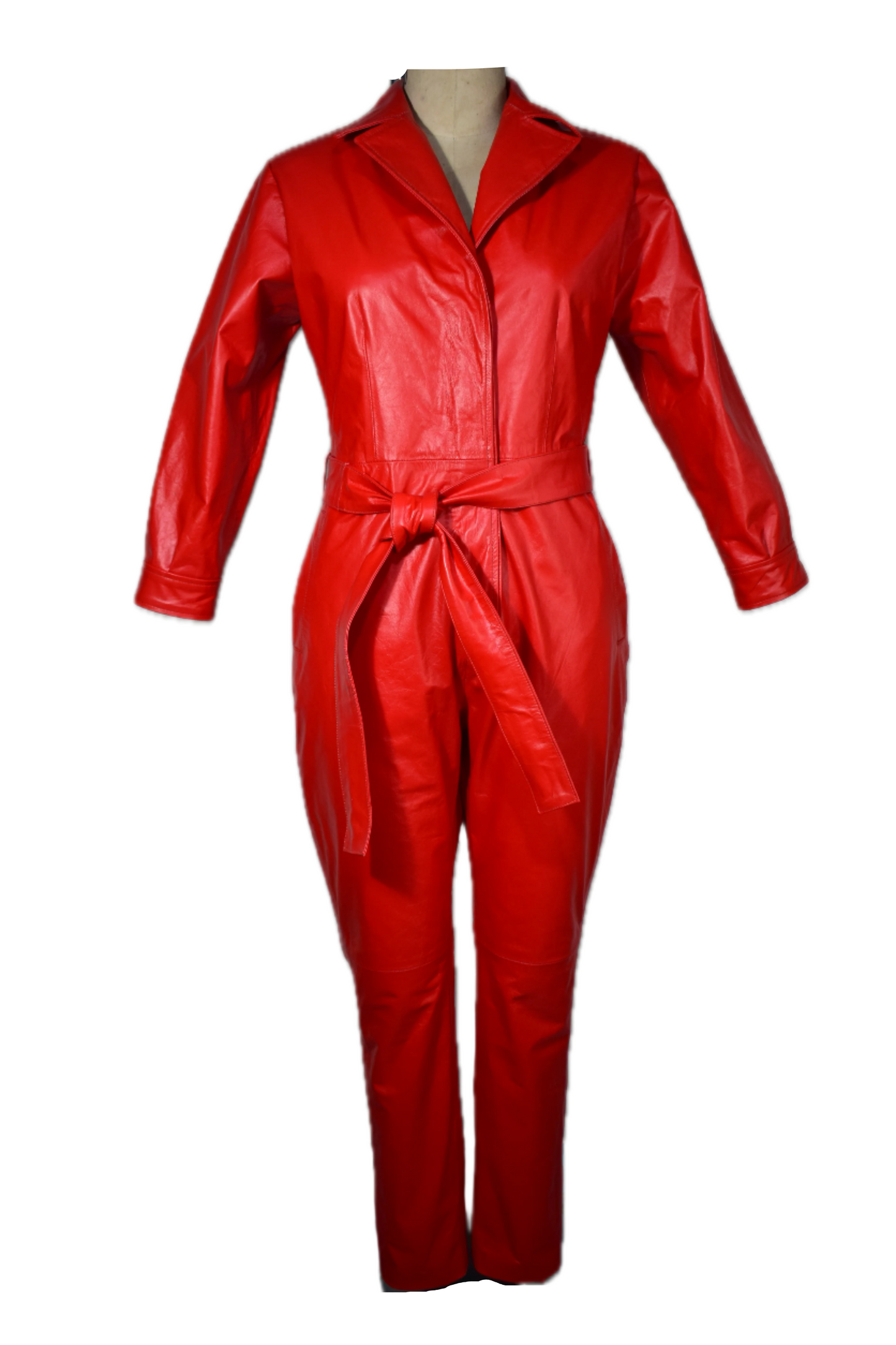 Lala Red Genuine Leather Bodysuit