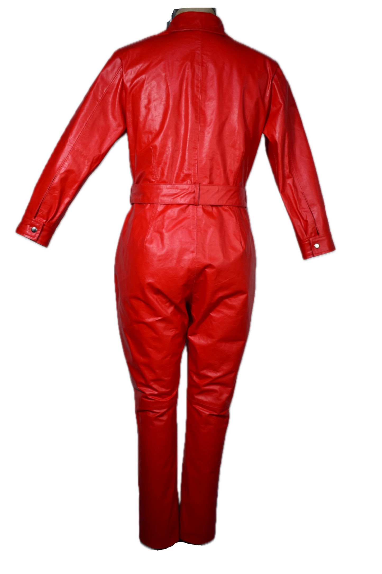 Lala Red Genuine Leather Bodysuit