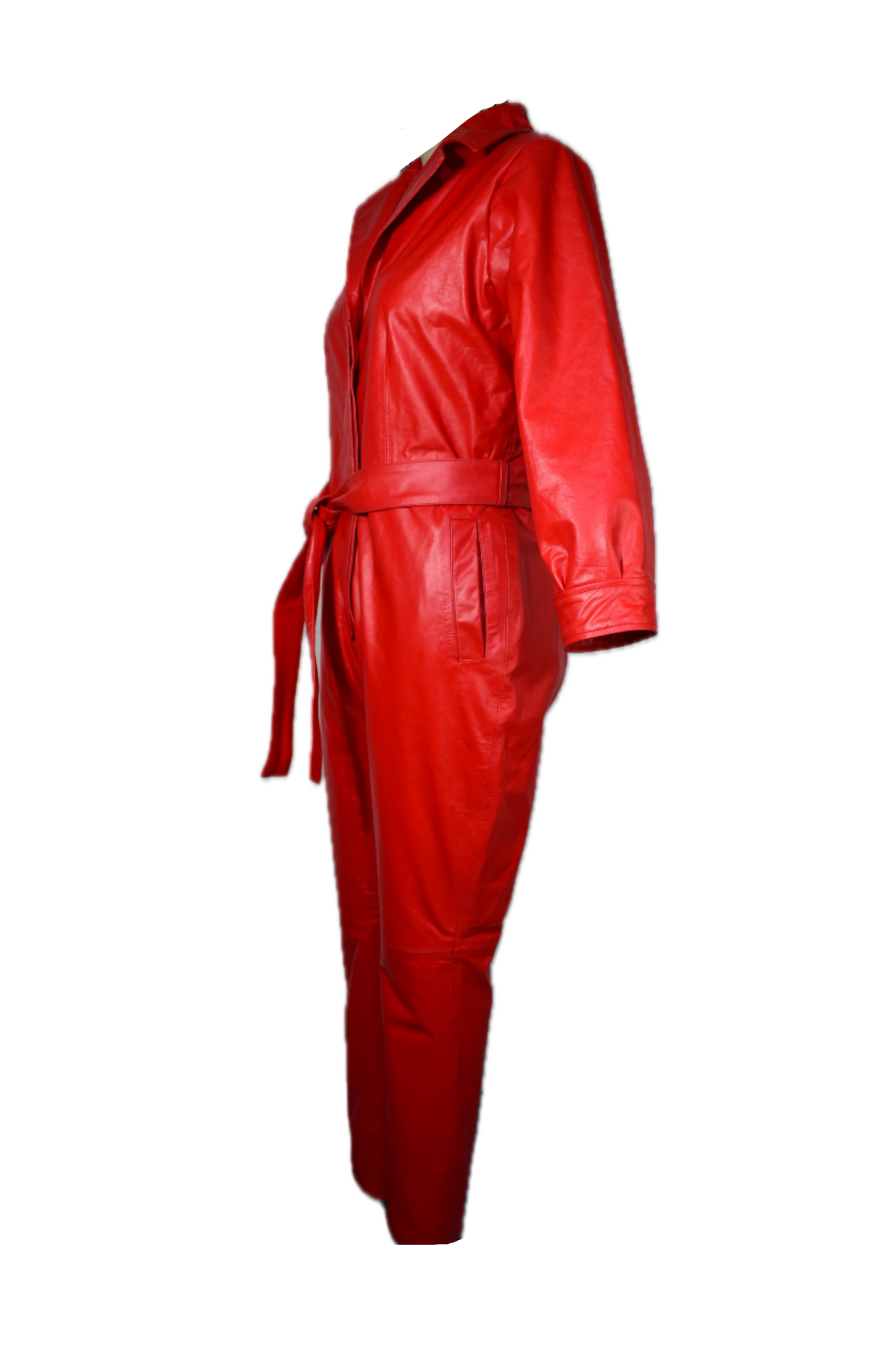 Lala Red Genuine Leather Bodysuit