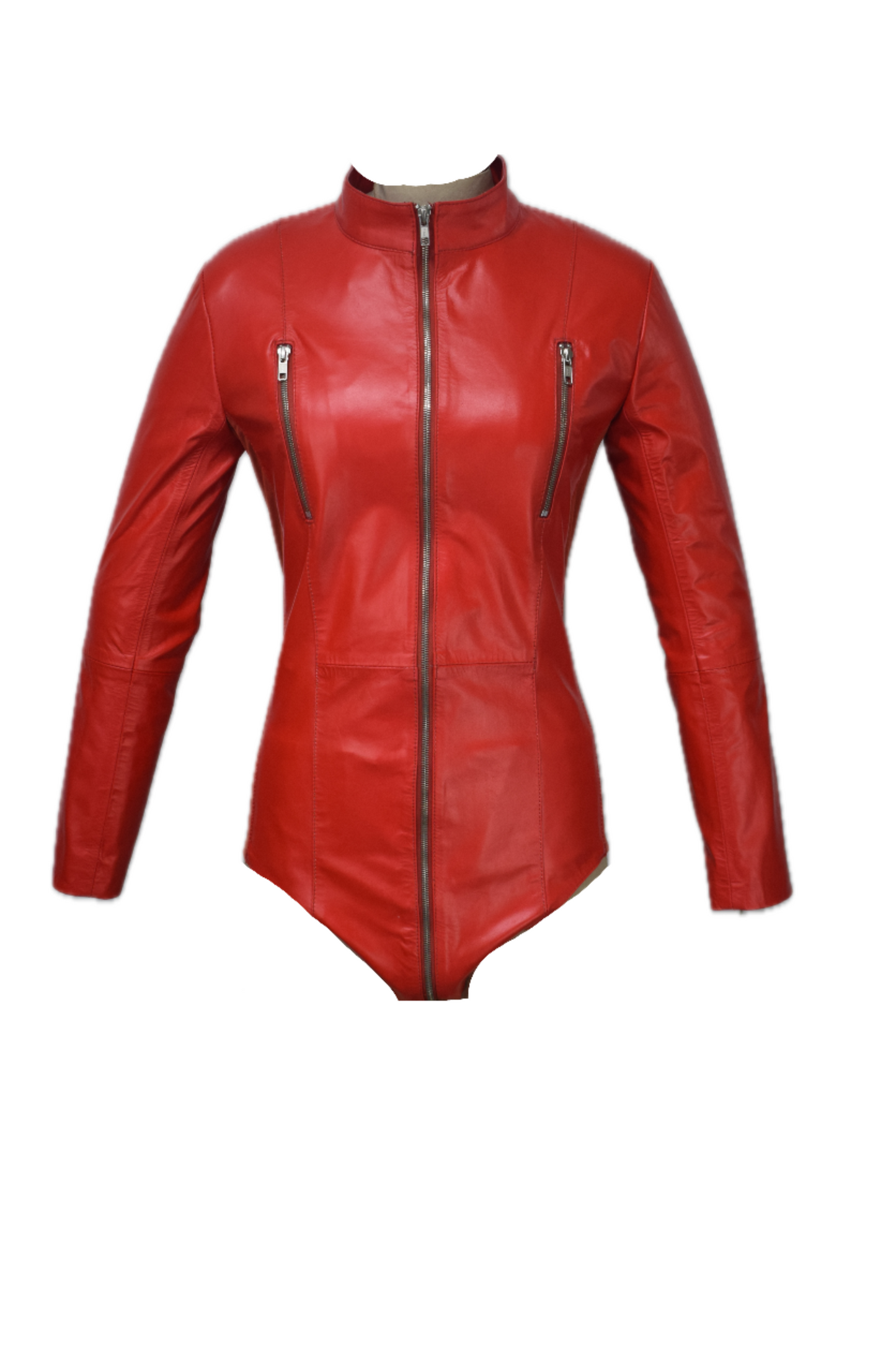 Lama Red leather bodysuit with laced back
