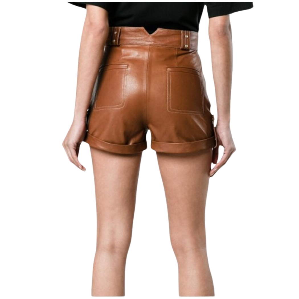 Amanda Brown Leather Shorts