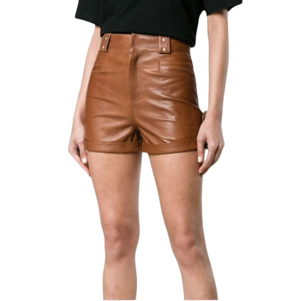 Amanda Brown Leather Shorts