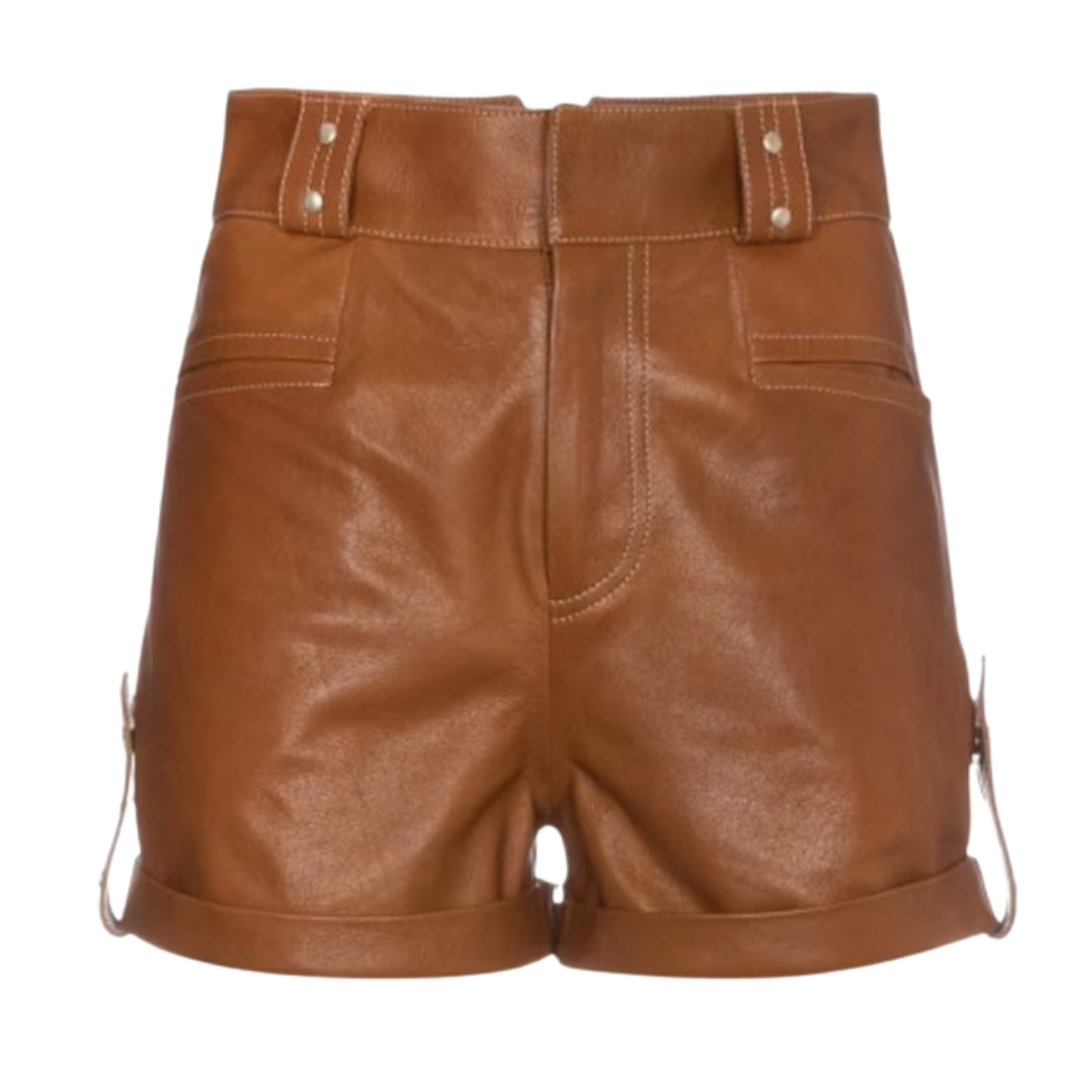 Amanda Brown Leather Shorts