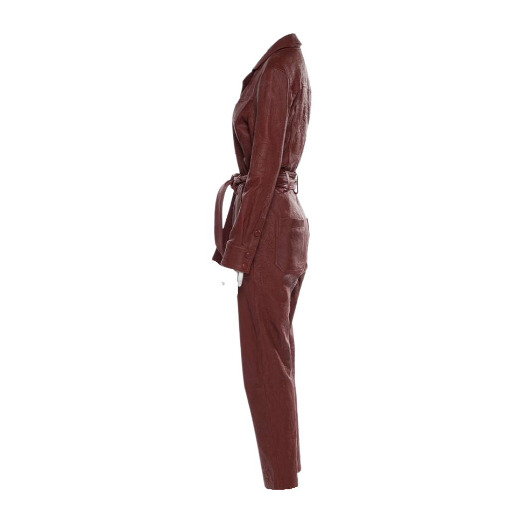 red leather jumpsuit women