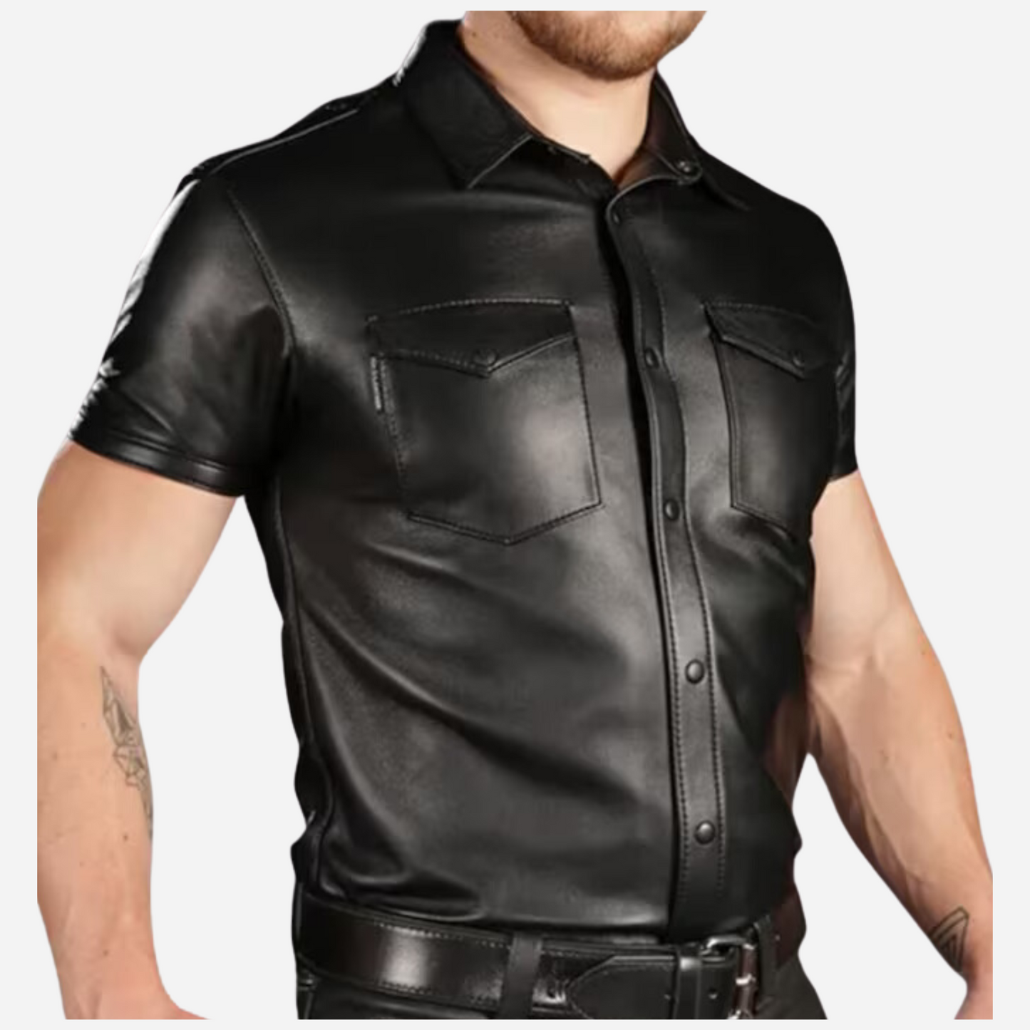 Discover our Classic Stylish Men's Leather Shirt, crafted from genuine leather for a timeless look. This versatile black button-down shirt is perfect for both casual outings and formal events. Elevate your wardrobe with premium quality and a tailored fit. Shop now and make a fashion statement!