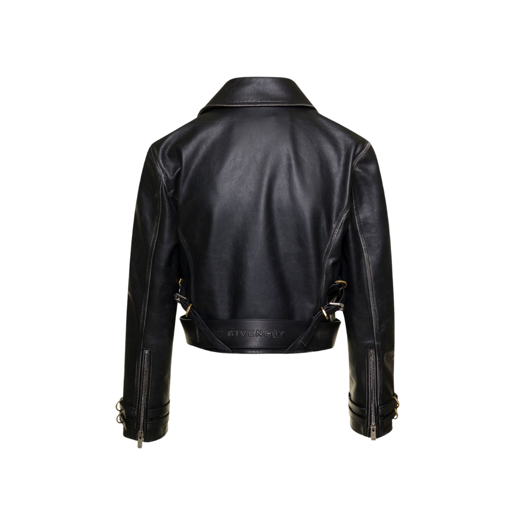 Upgrade your wardrobe with our zip-up leather jacket featuring a lapel collar, zipper pockets, cuff details, and waist belt. Crafted from premium leather, this versatile leather jacket exudes sophistication and durability. Shop now for the perfect blend of style and functionality of our women's leather jacket