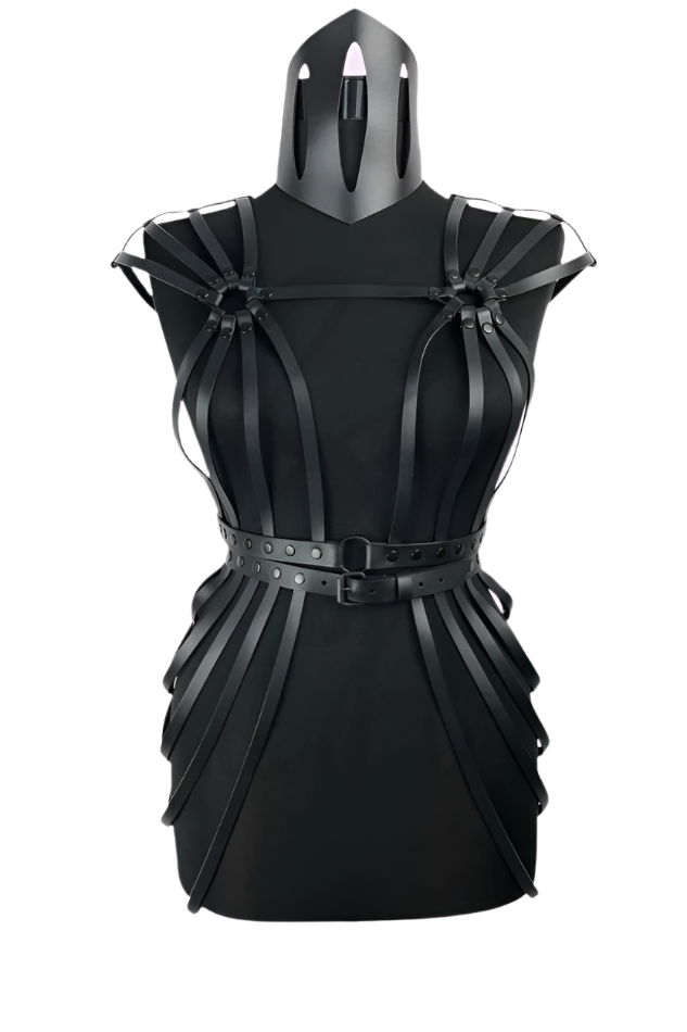 Etta Sturdy Leather Body Harness Dress