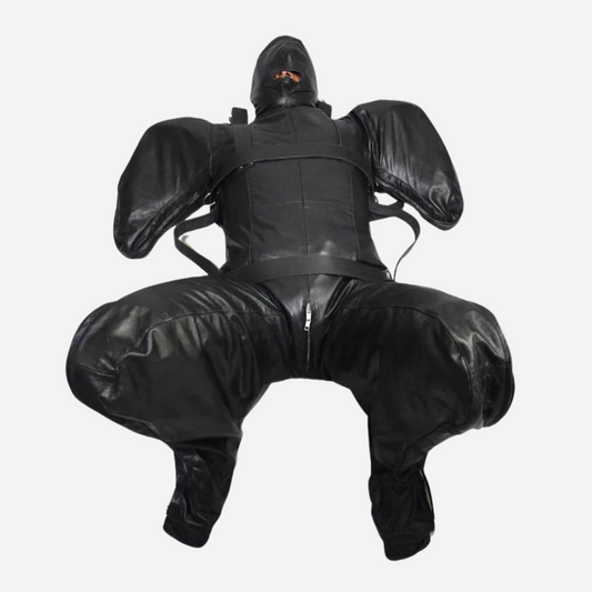 "Experience unparalleled luxury and control with our Genuine Leather Bondage Sleepsack. Crafted from premium leather, it features adjustable belts, a rear zipper for easy access, and bended sleeves with secure zippers. Designed for cosplay play, it includes rust-proof hardware and strong stitching for durability. Available in all sizes, with custom options for a perfect fit."