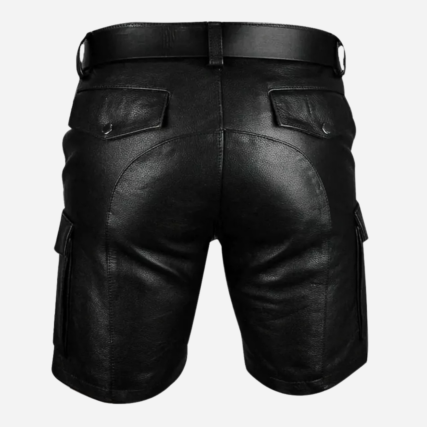 Genuine Leather Cargo Pocket Shorts for Men, designed for comfort and style. With multiple pockets and a durable, high-quality finish, these versatile shorts are perfect for everyday wear or outdoor adventures. Available in various sizes, including custom options. Order now for the perfect fit!