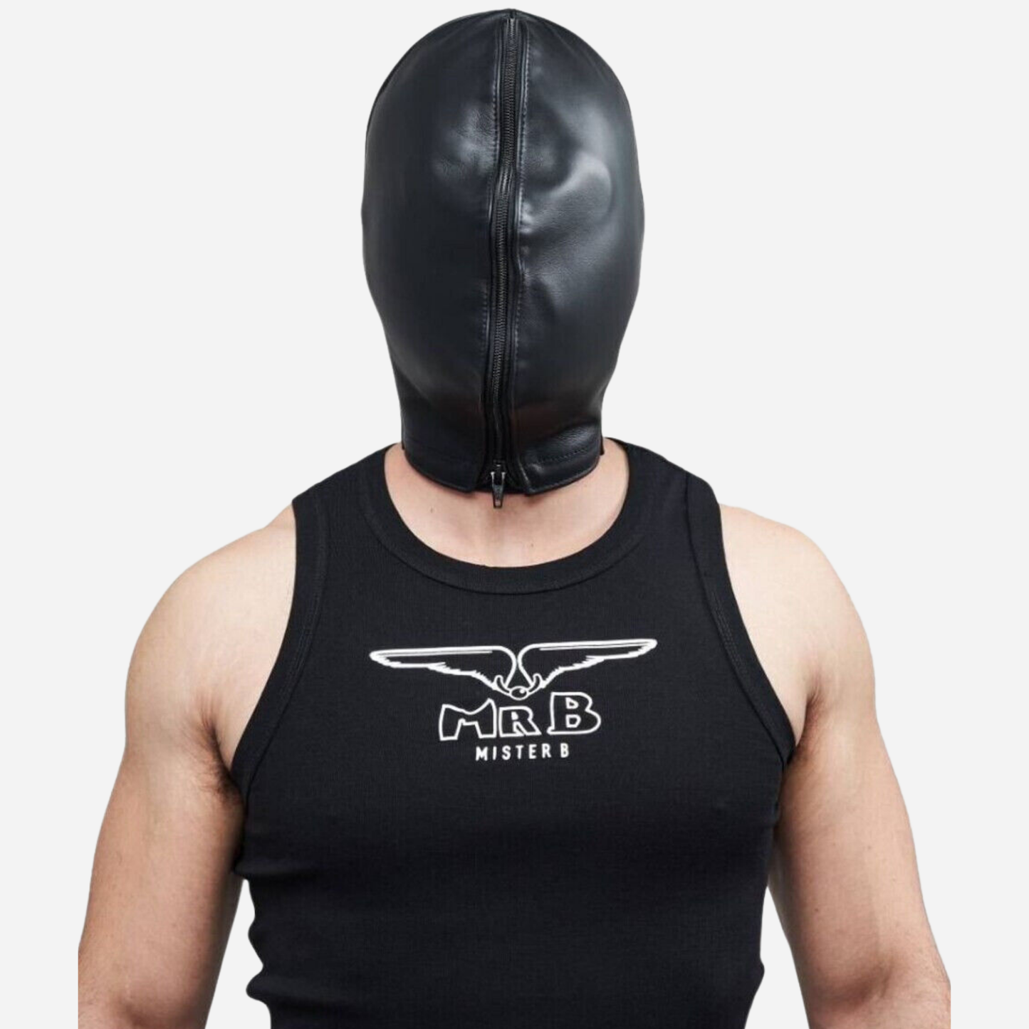 Genuine Leather Hood Mask with double layer, lace up back bdsm hood.