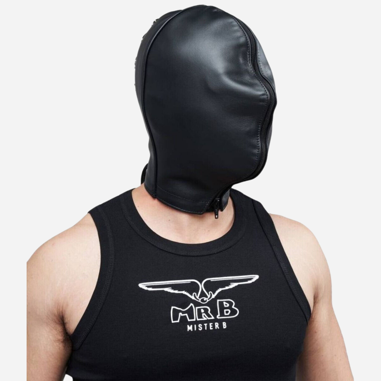 Genuine Leather Hood Mask with double layer, lace up back bdsm hood.