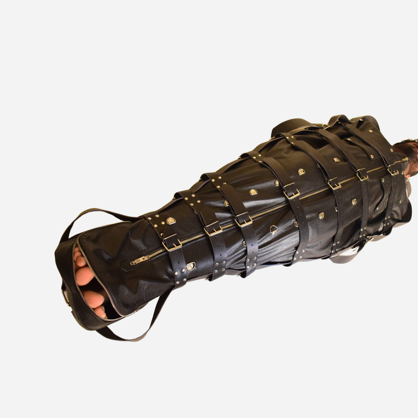 Real Leather Heavy-Duty Bag, featuring durable accessories, adjustable belts, and versatile D-rings