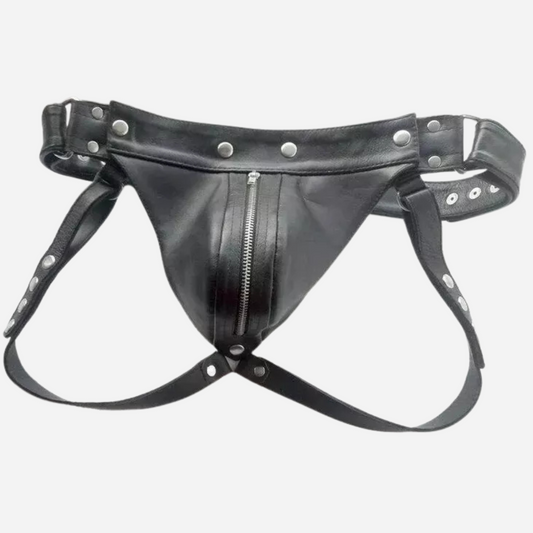 Style Genuine Leather Jockstrap Underwear featuring a convenient zipper pouch. Crafted for comfort and durability, this jockstrap is perfect for everyday wear and special occasions. Explore our premium leather collection today!