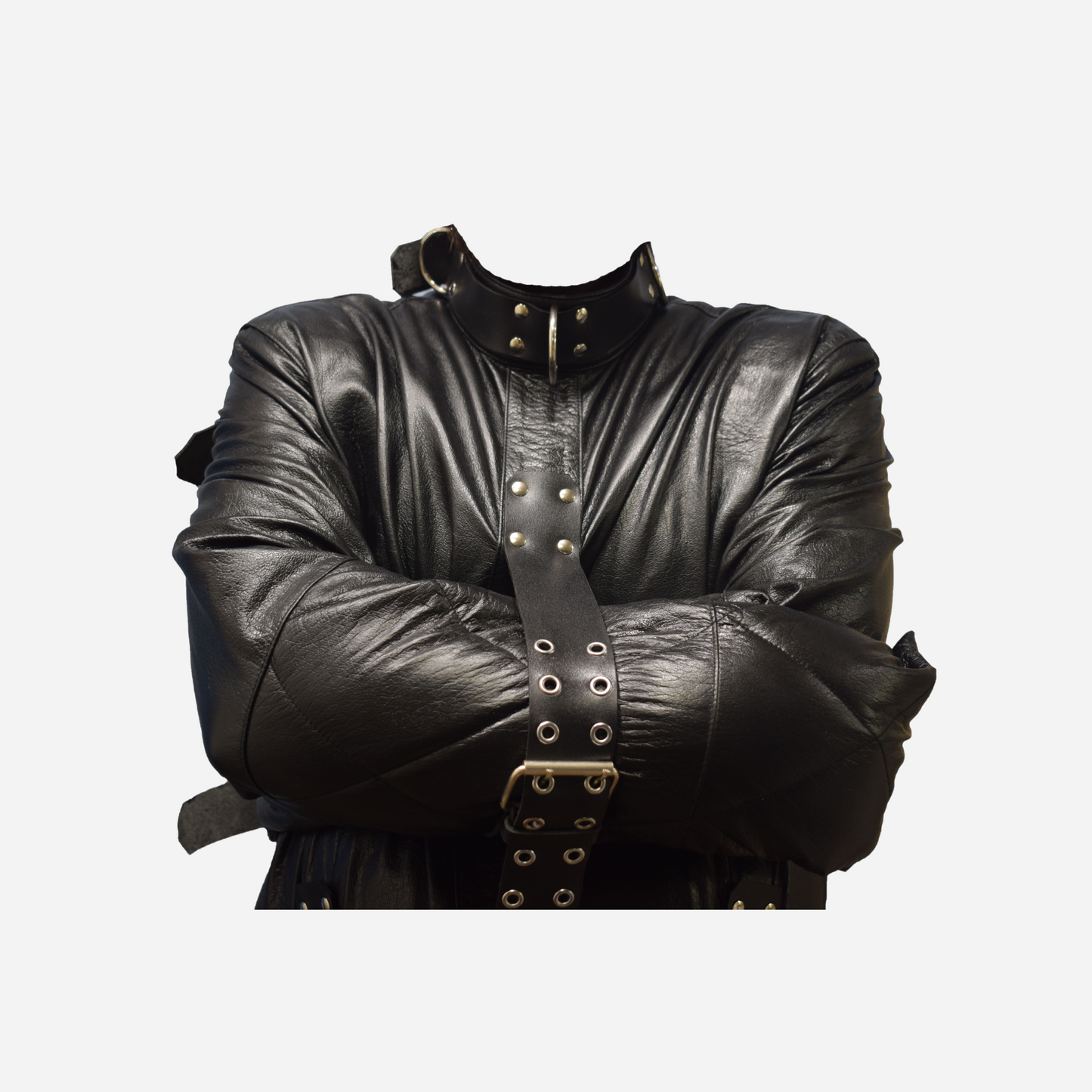 Real Leather straight jacket with heavy duty adjustable straps for Bondage cosplay.