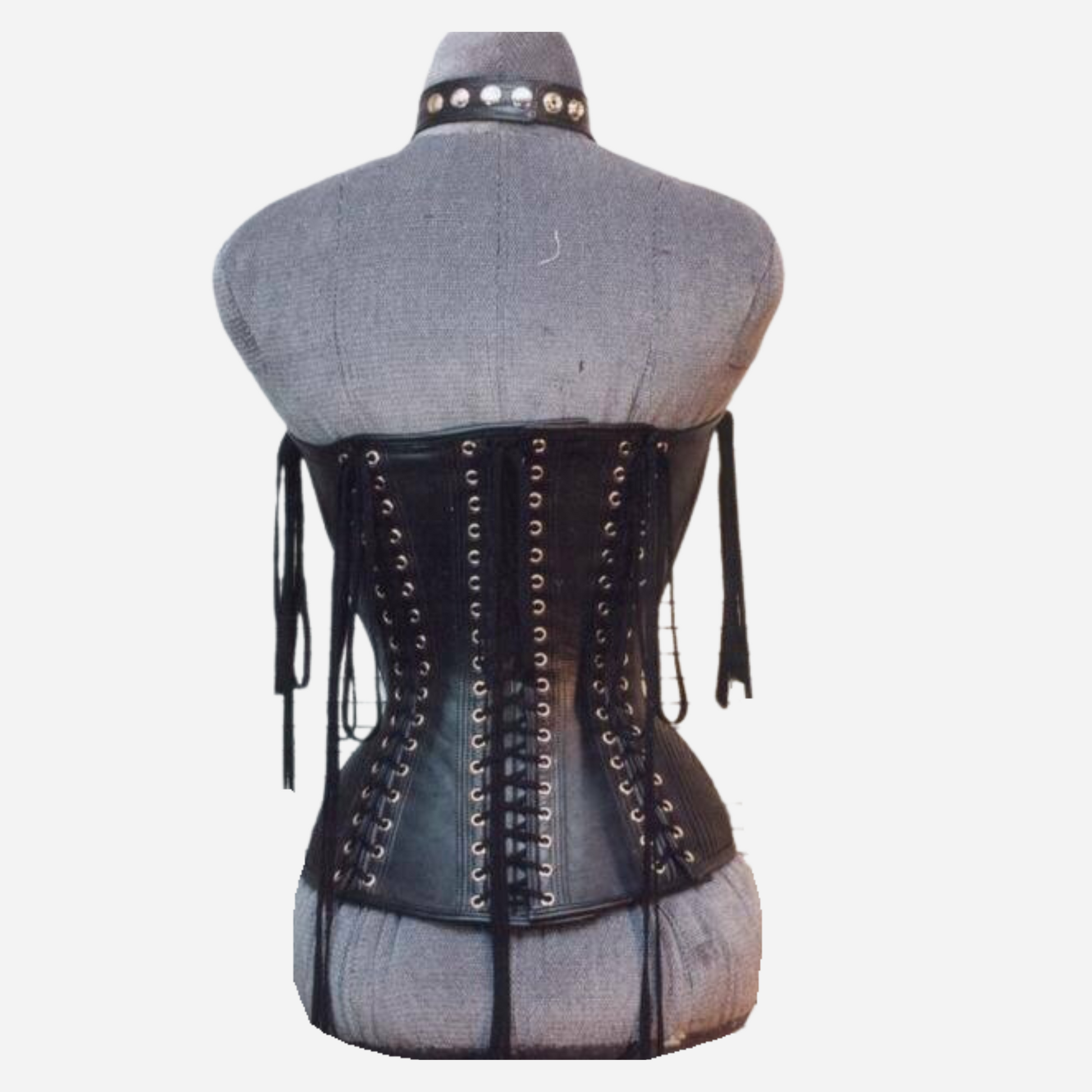 Genuine Leather Over bust corset dress with halter neck