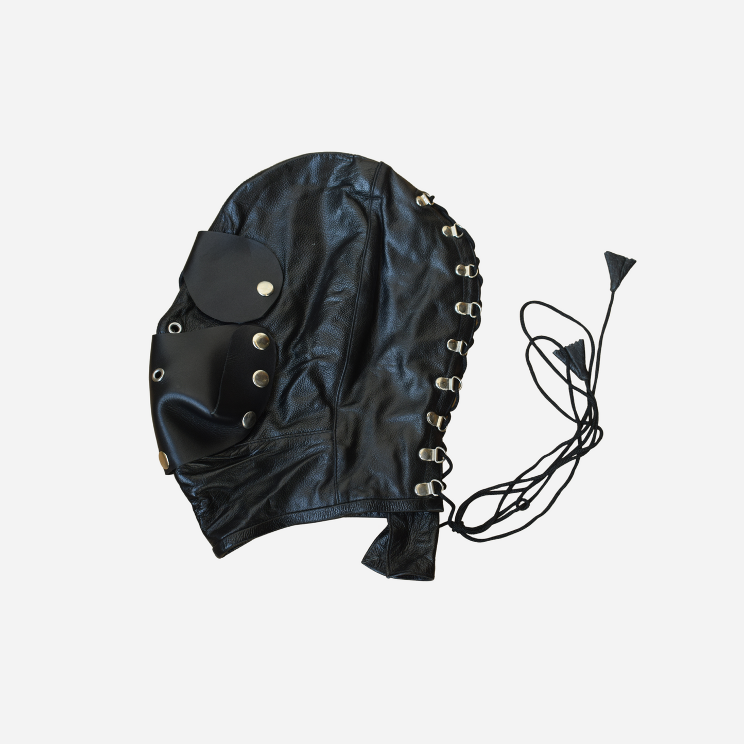 Genuine Leather Sleepsack, featuring heavy-duty belts and a stylish lace-up front. Detachable hood mask.
