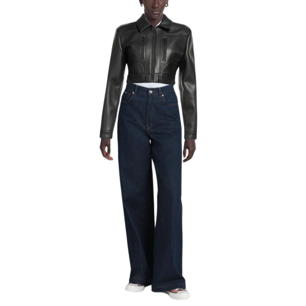 Elevate your style with our Chic Cropped Genuine Leather Jacket featuring two front zipper pockets and YKK closure. This cropped leather jacket is Crafted with strategically placed seam lines for a chic look. Shop now!