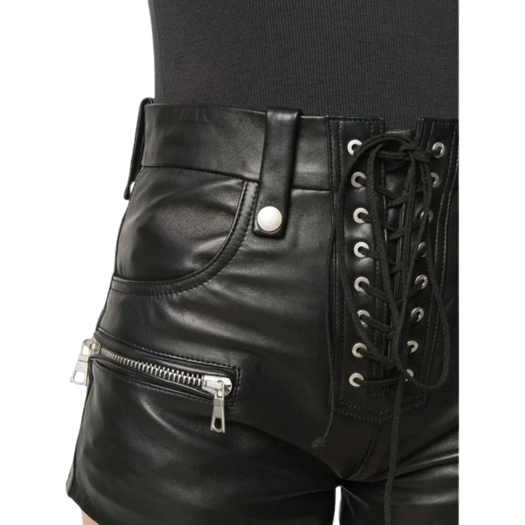 Gothic Black Leather Shorts