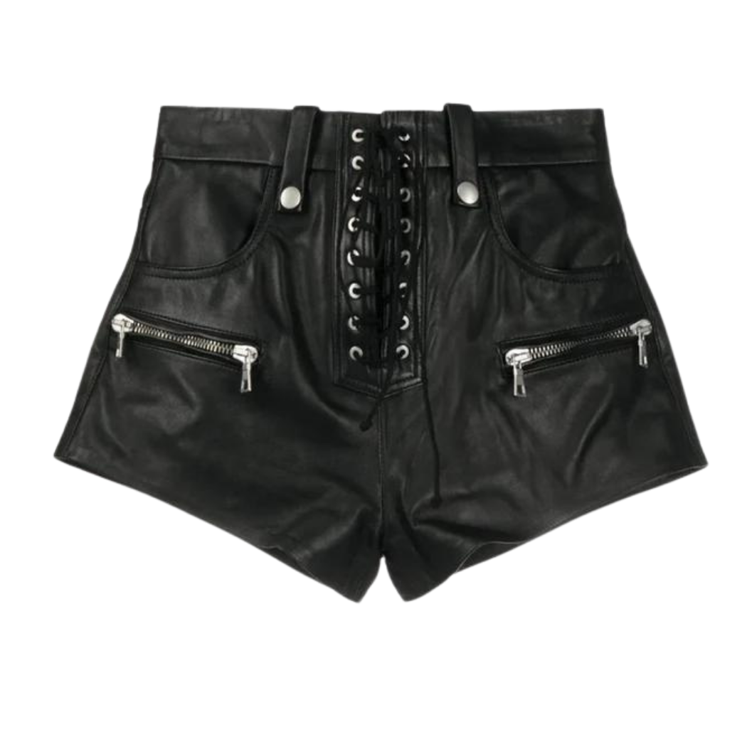 Gothic Black Leather Shorts