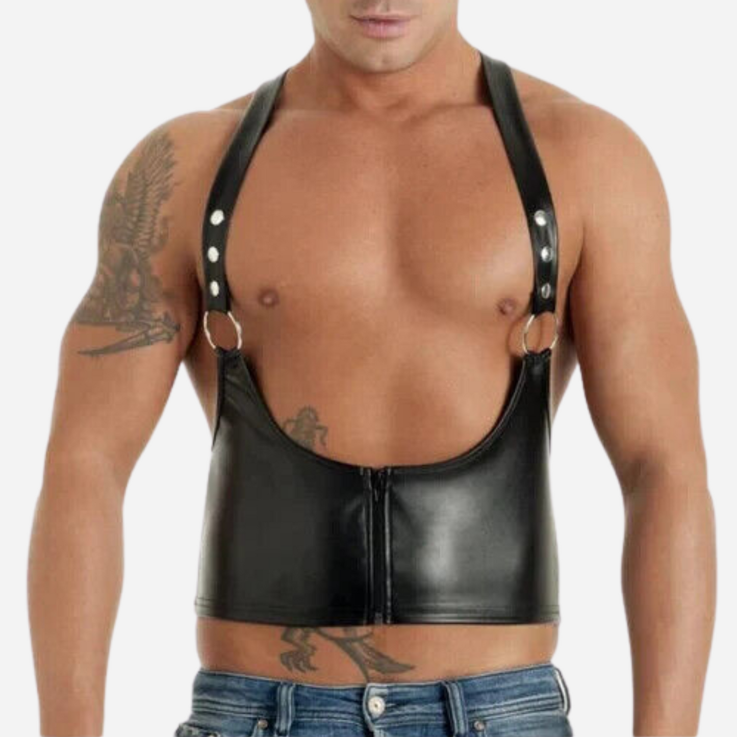 Discover our Handmade Real Leather Men’s Corset Vest with Zipper Fastening. Crafted from premium leather, this stylish vest features adjustable straps, double-stitched joints, and easy front closure. Available in sizes S-4XL, with custom options. Shop now for a perfect fit and elevate your wardrobe!