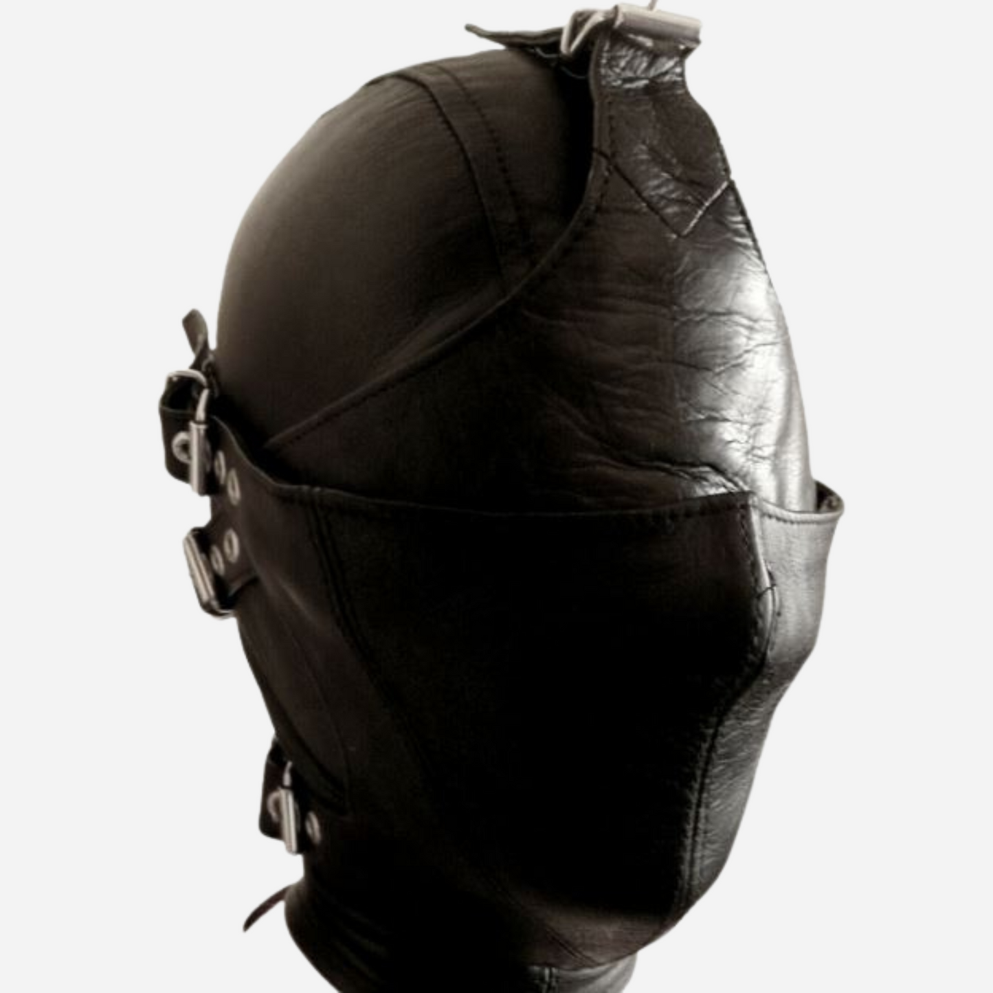 "Discover our Real Leather Bondage Hood Mask, crafted for the ultimate sensory experience. This high-quality leather mask features adjustable straps and a sleek design, ideal for BDSM and fetish play. Enhance your collection with durable, luxurious gear that combines style and function. Shop now!"