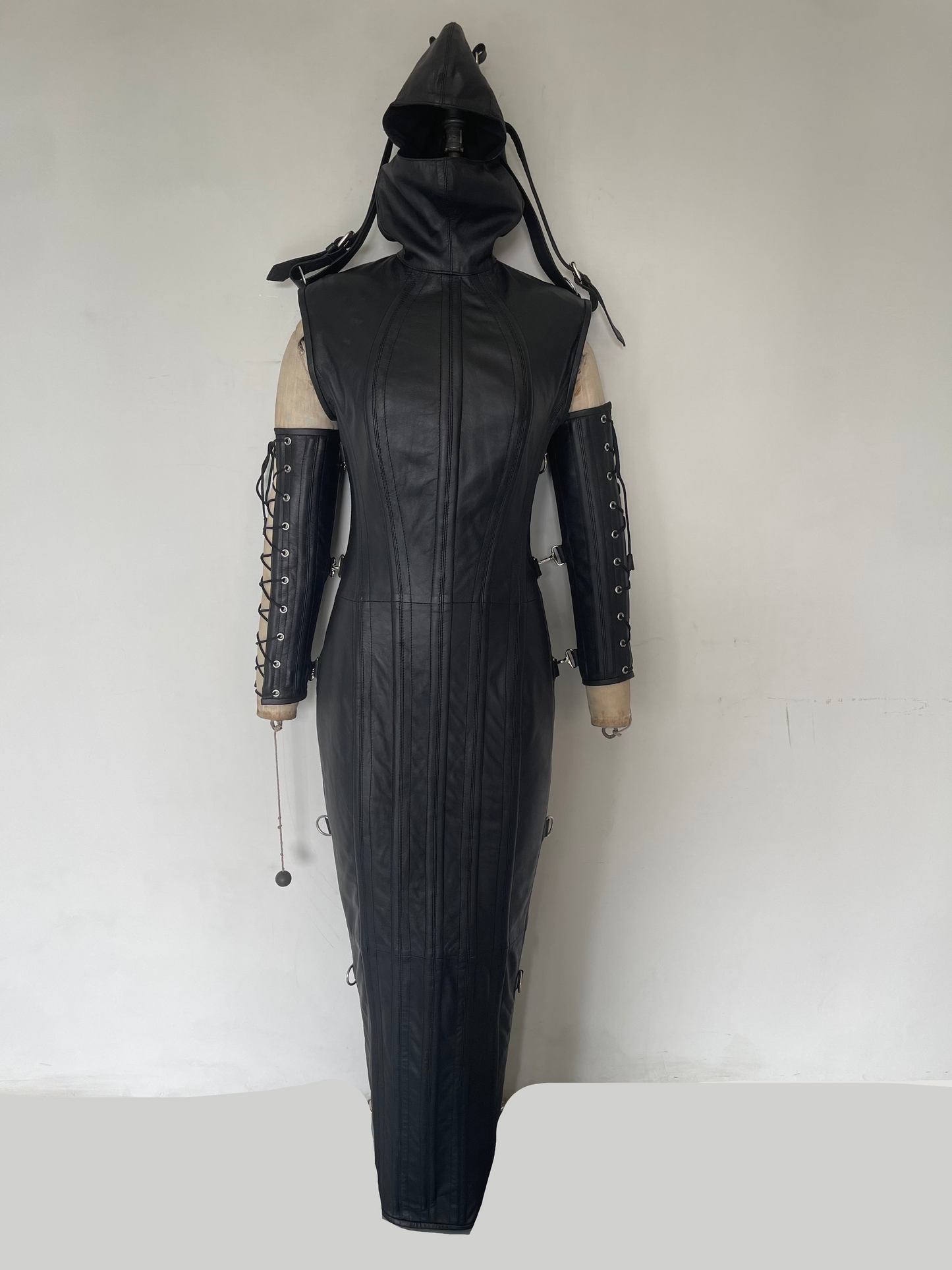 Real leather women dress magic domina dress corset hobble gothic party dress