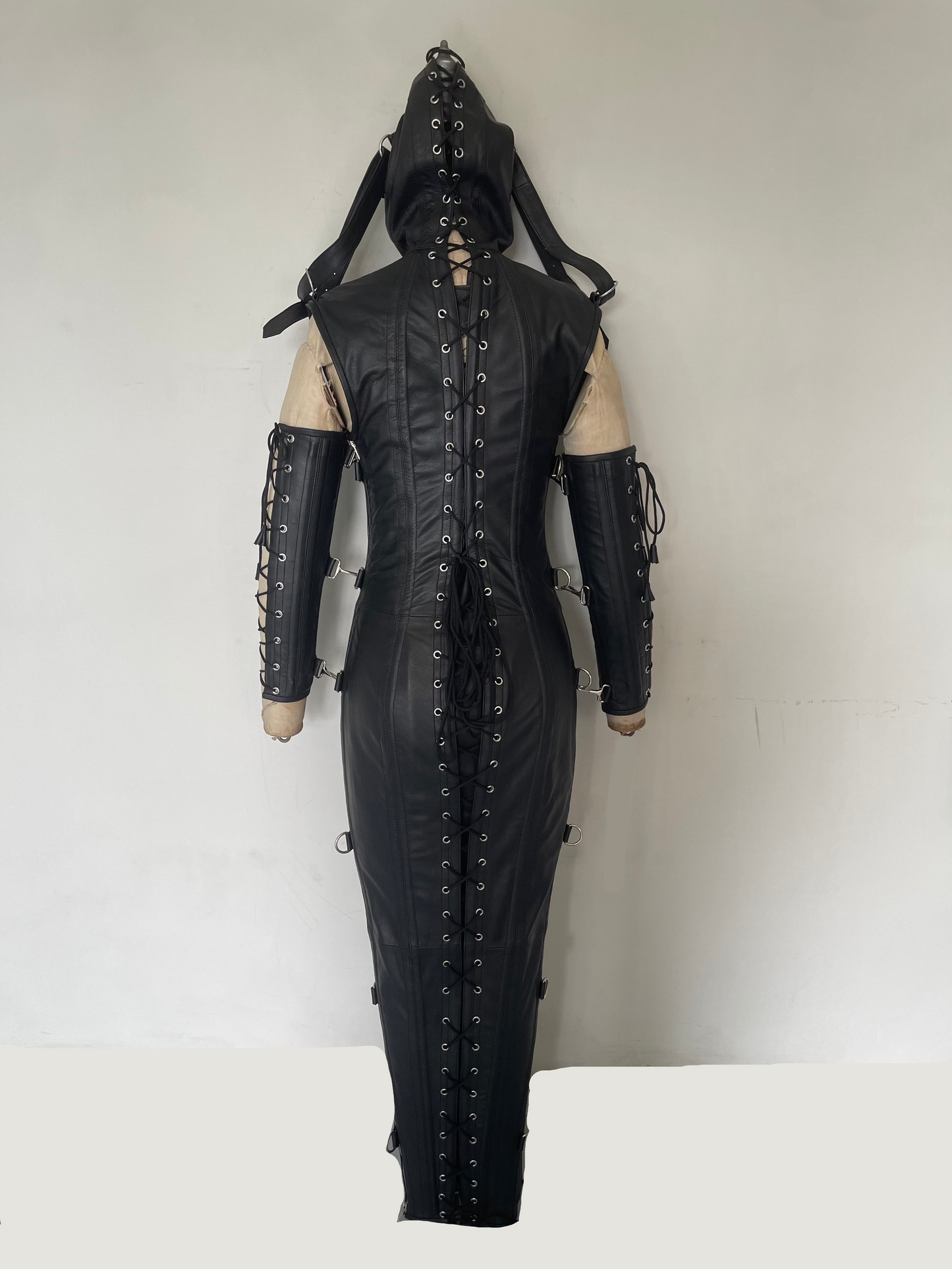 Real leather women dress magic domina dress corset hobble gothic party dress