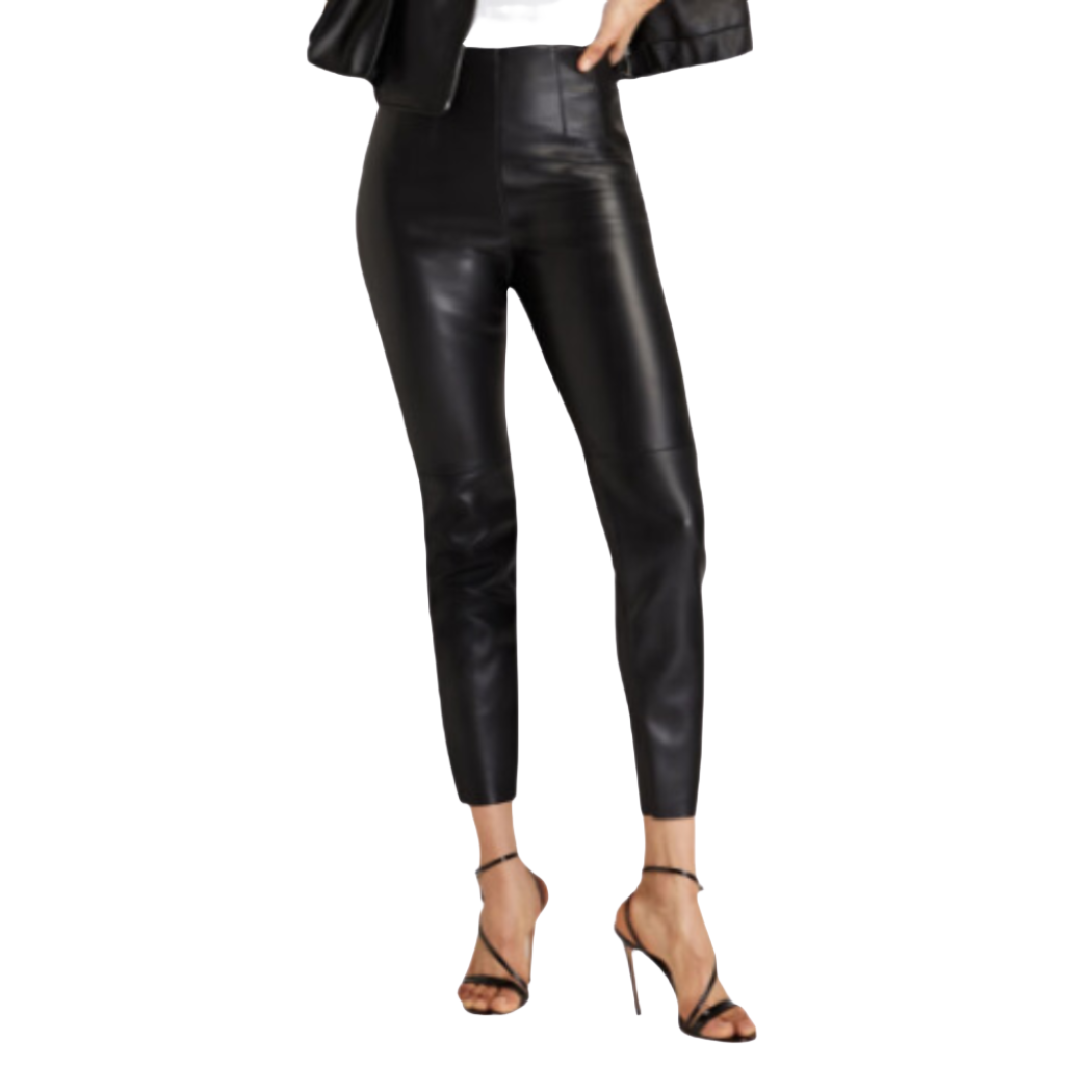 Ida black leather slim-fit pants