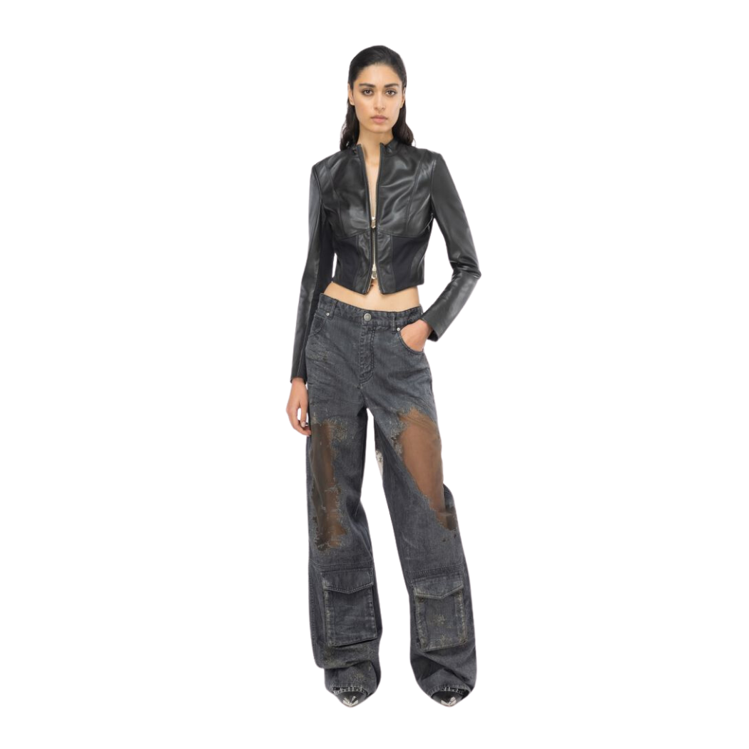 Channel Y2K vibes with our Genuine Leather Jacket featuring a waist-hugging design. Perfect for the Y2K aesthetic, this jacket boasts a YKK zipper closure in the front. Shop now and add a nostalgic touch to your wardrobe!