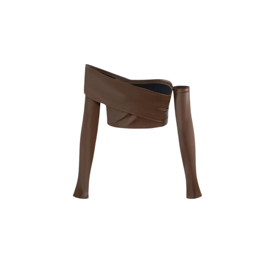 Elevate your style with our Genuine Leather Asymmetrical Crop Top. Crafted from premium brown leather. Perfect for chic fashion, Korean style look and is versatile day to night. Professionally handmade with attention to detail. Ultimate Wardrobe Essential staple for Date Night, Casual Lunch, Confidence and Allure