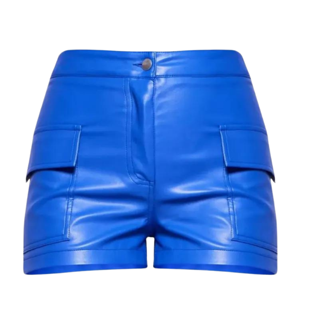 Nannie Blue Leather Shorts