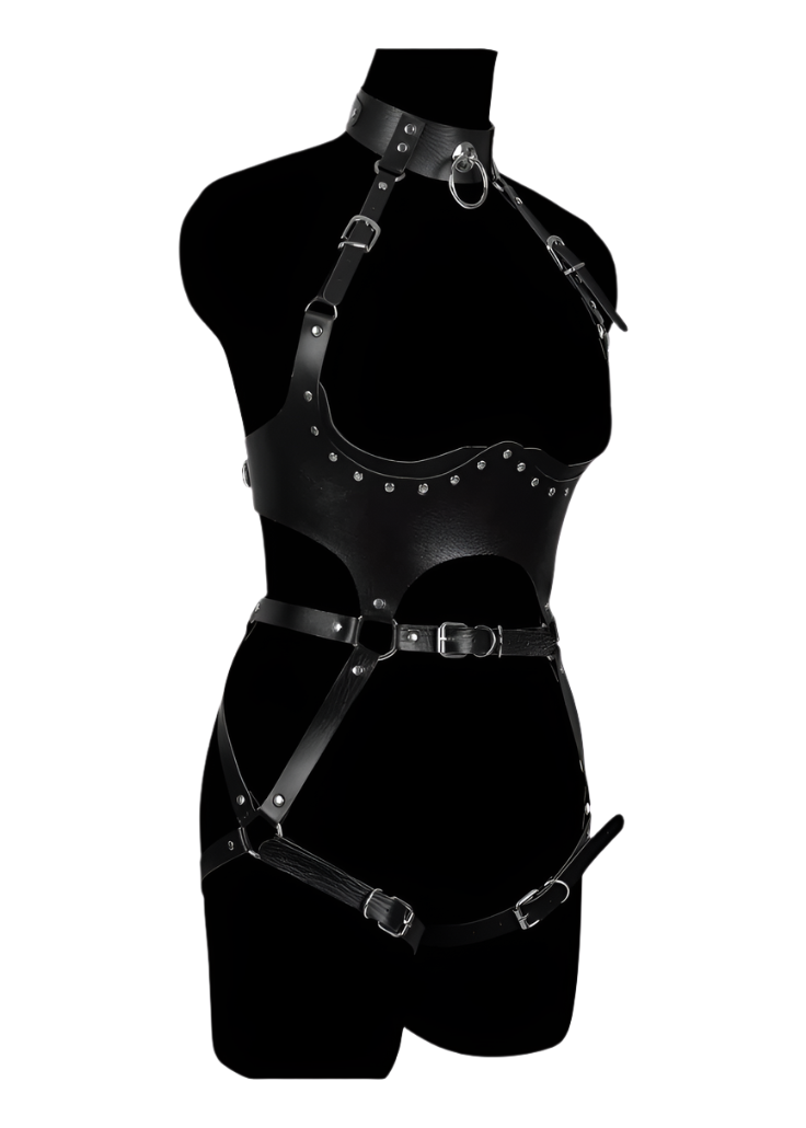 Ophelia Black leather lingerie