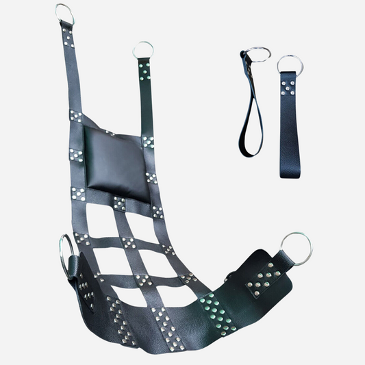 Genuine Leather BDSM Sling with heavy duty rivets & Rings.