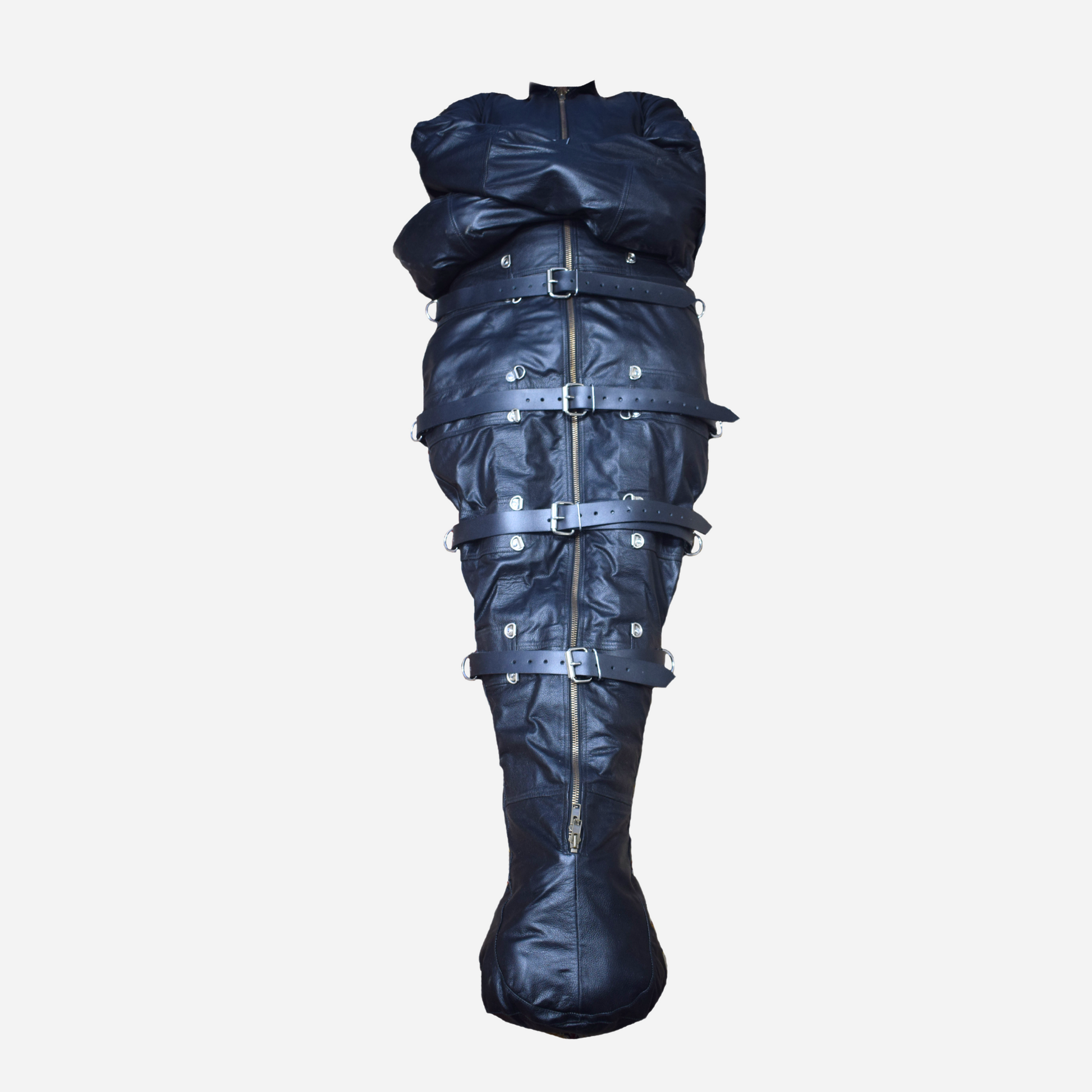 Real Leather sleepsack with hood mask for adult cosplay.