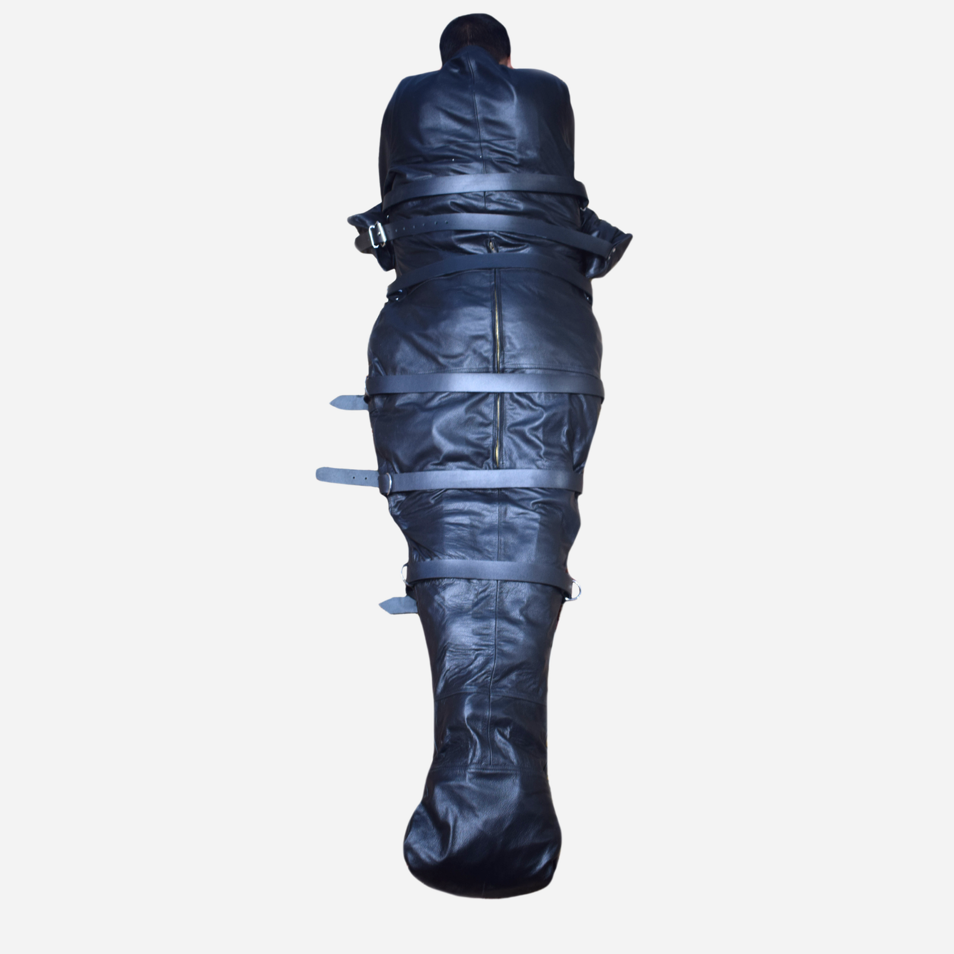 Real Leather sleepsack with hood mask for adult cosplay.