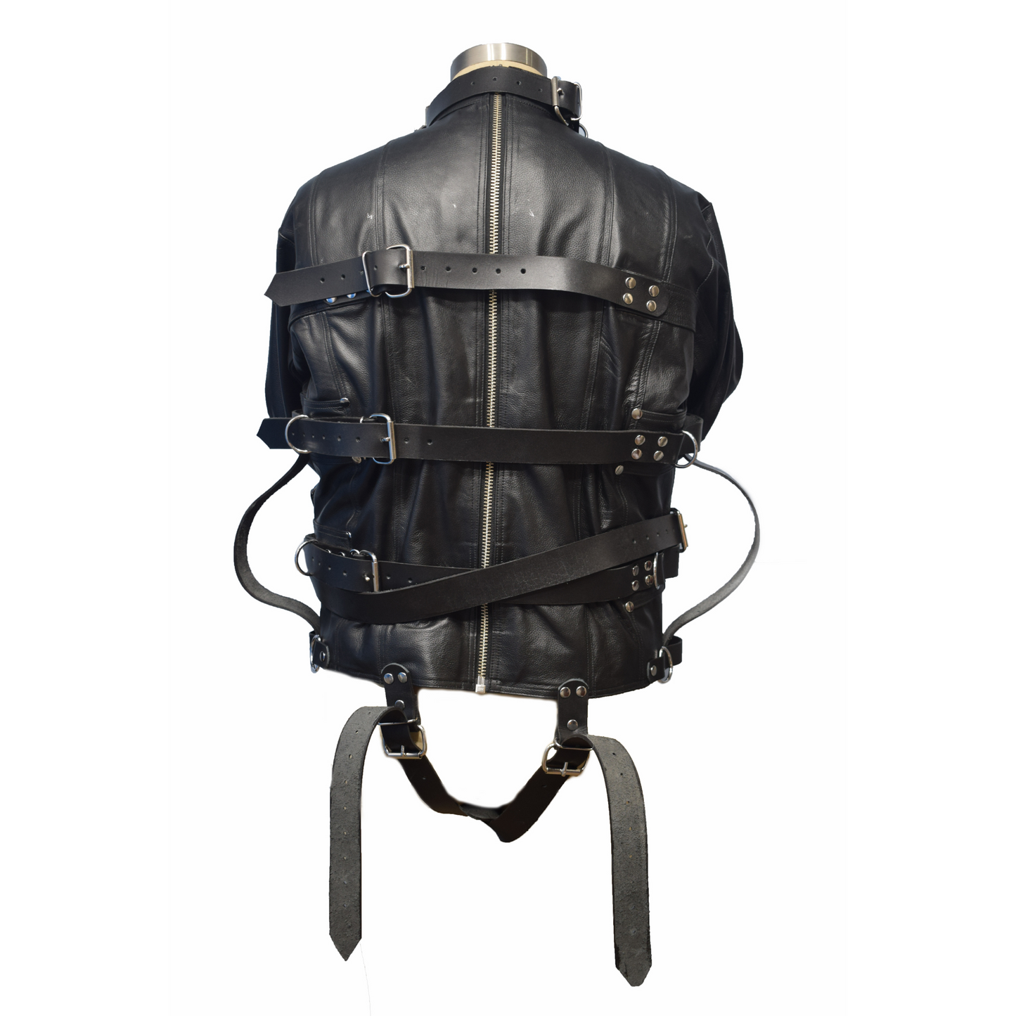Genuine Leather Bondage Straight jacket with detachable chest flaps & crotch belts.