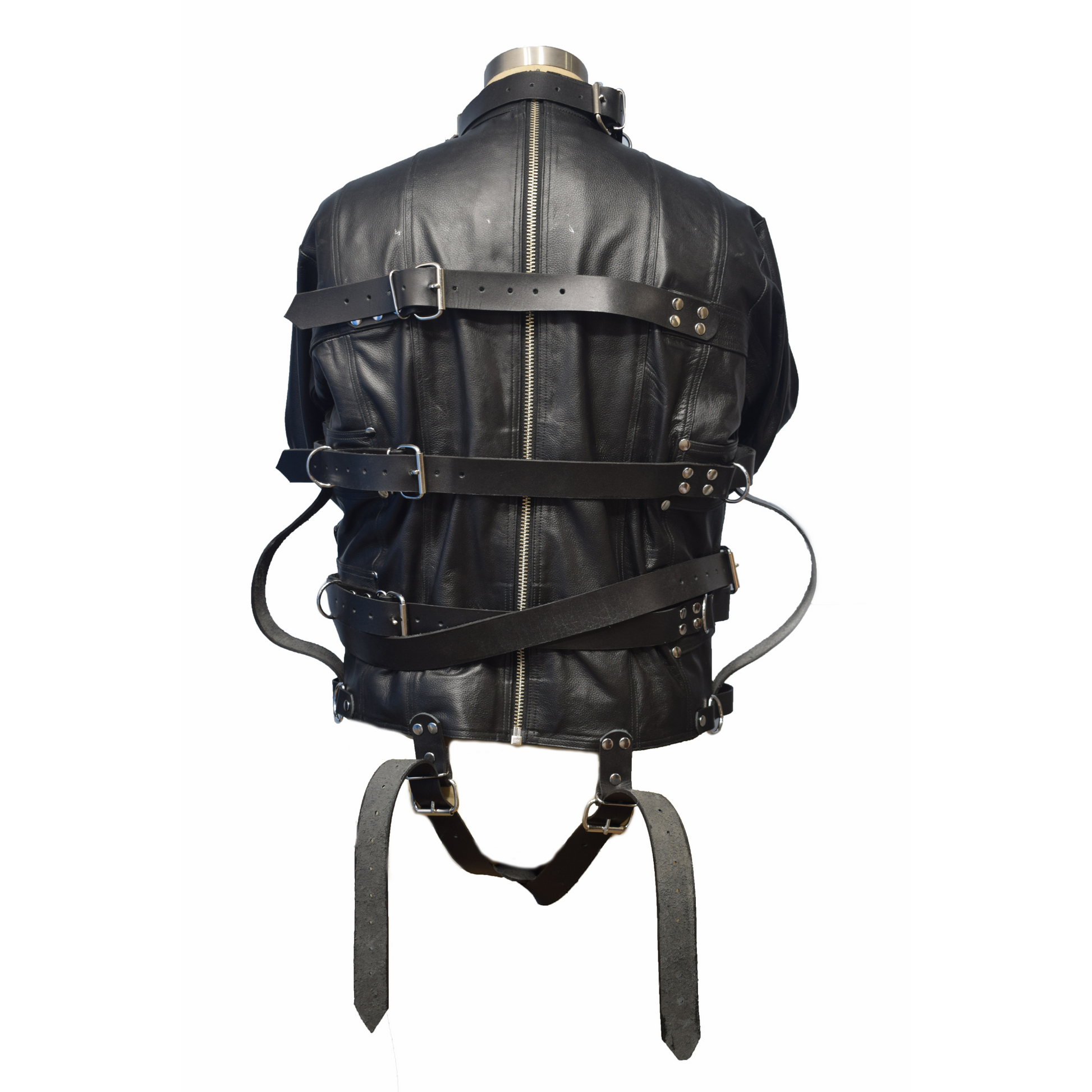 Genuine Leather Bondage Straight jacket with detachable chest flaps & crotch belts.