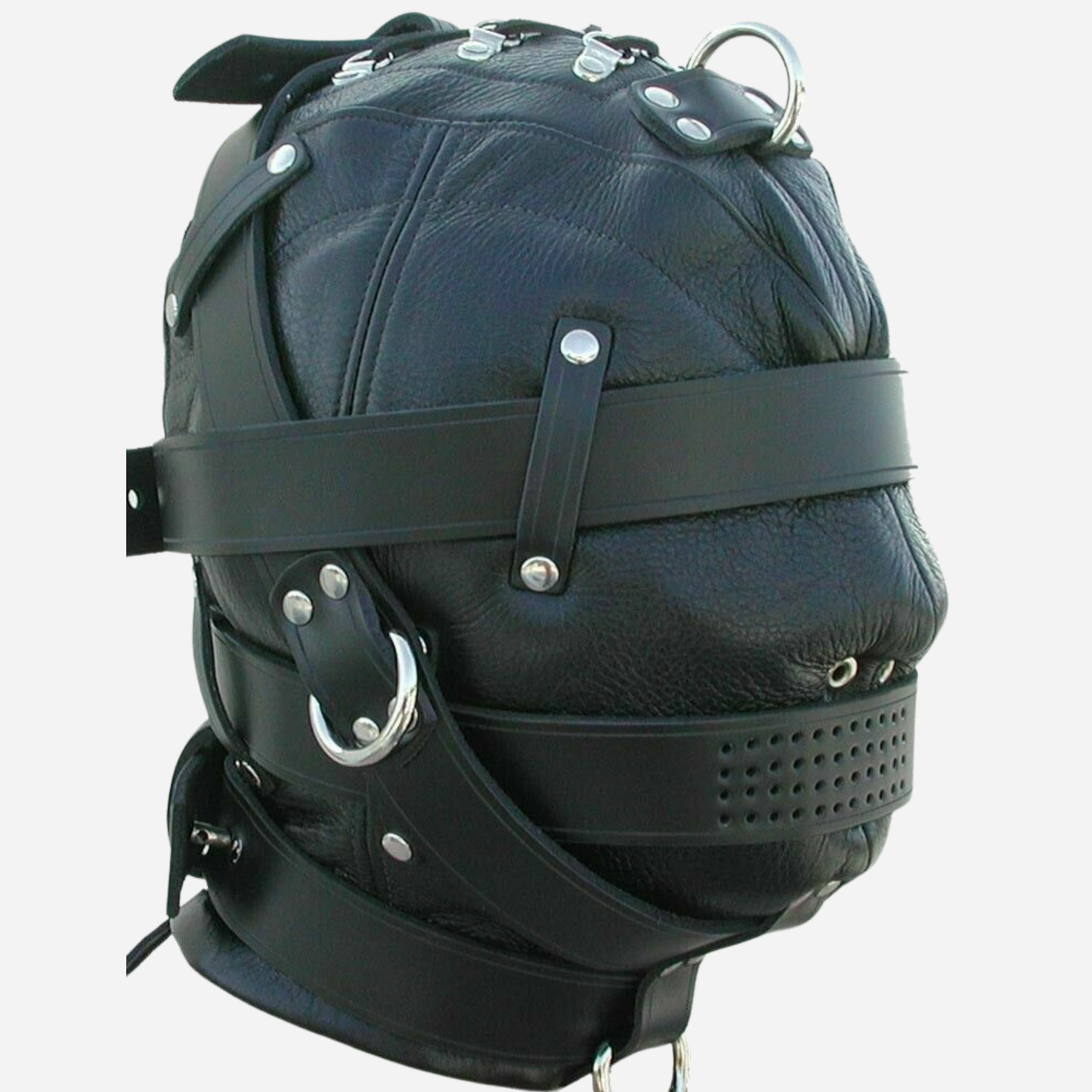 Genuine Leather Fetish hood mask featured lace up back & Adjustable straps.