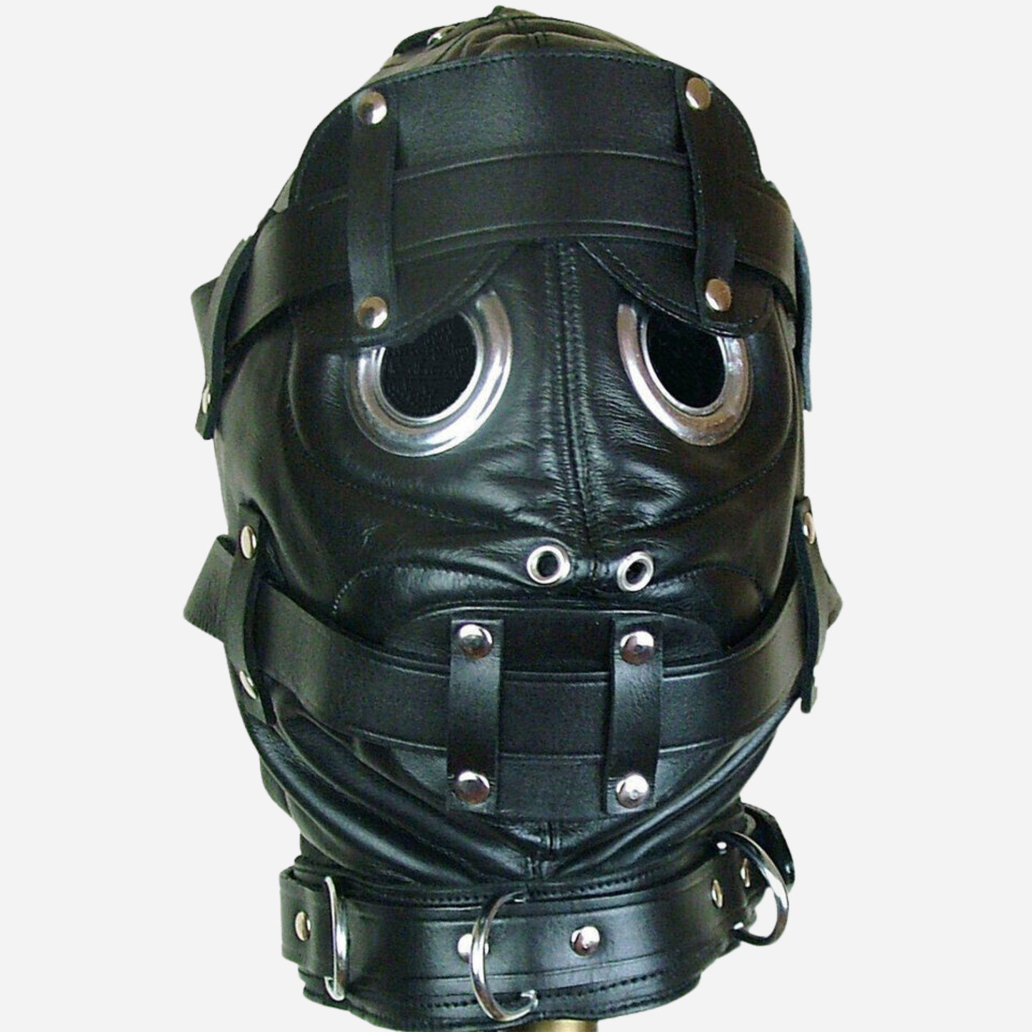 Real Leather Gothic Hood Mask With Blindfold and Mouth Gag, Laced back.