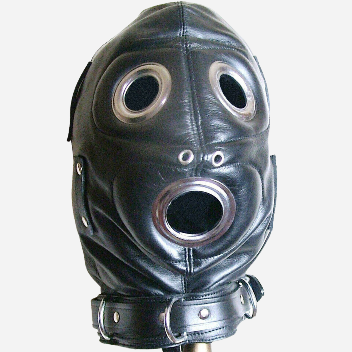Real Leather Gothic Hood Mask With Blindfold and Mouth Gag, Laced back.