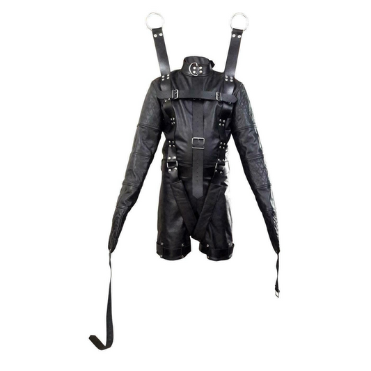 Real Leather Heavy duty suspension straight jacket with suspended straps.