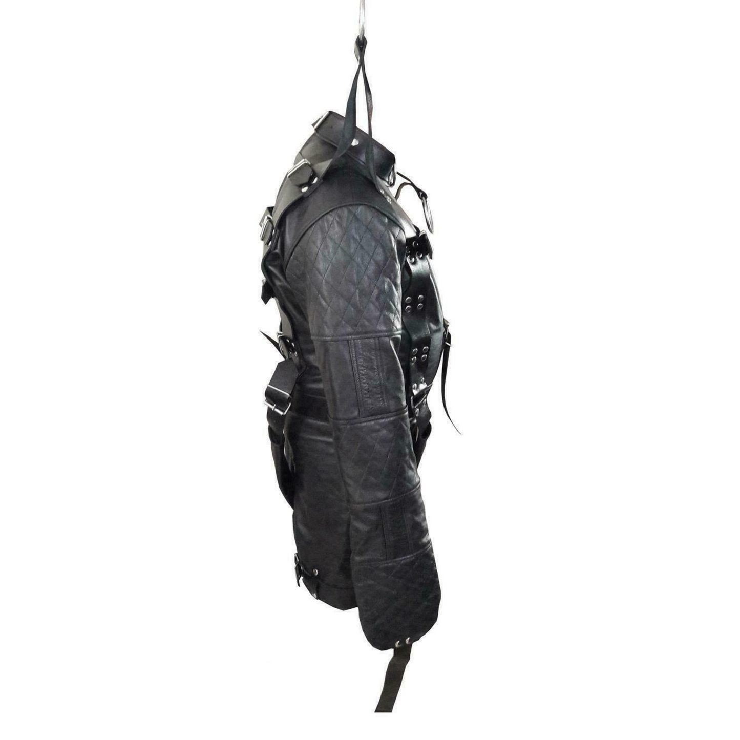 Real Leather Heavy duty suspension straight jacket with suspended straps.