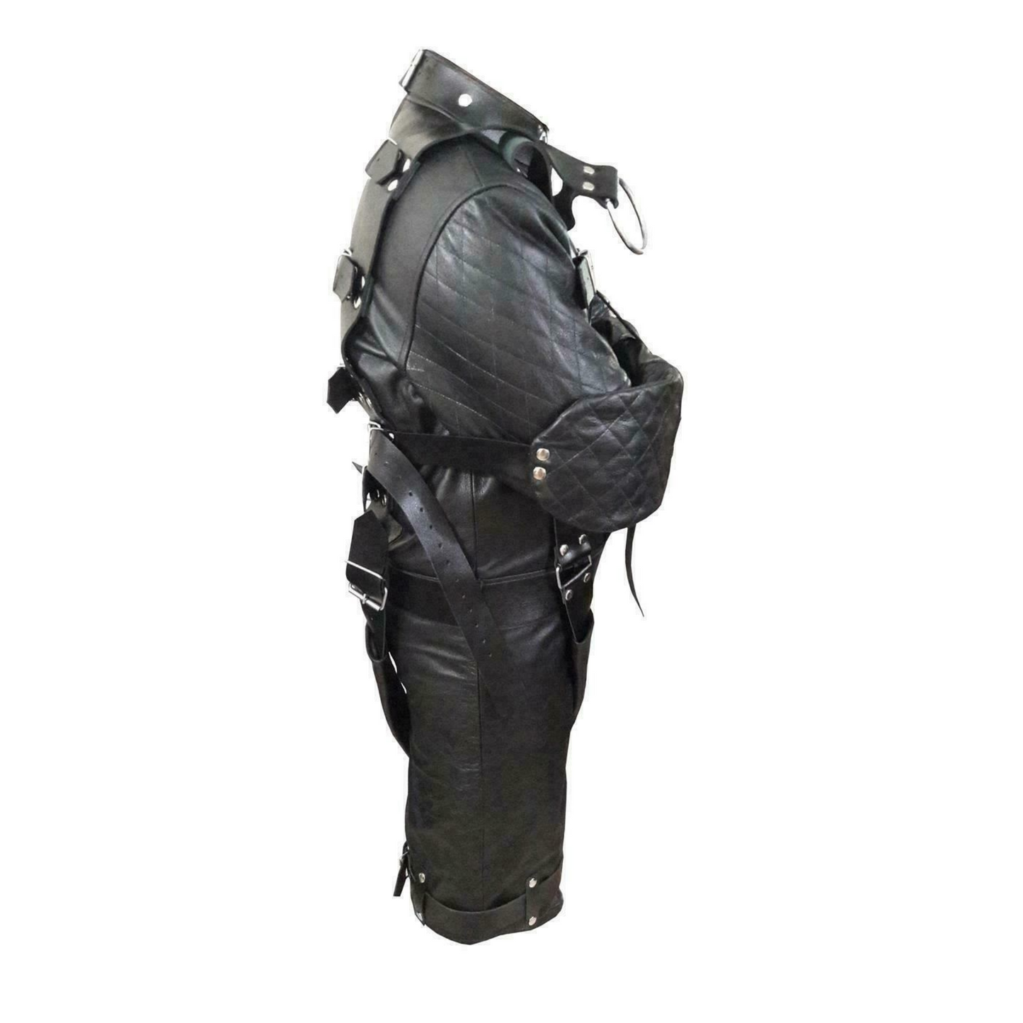 Real Leather Heavy duty suspension straight jacket with suspended straps.