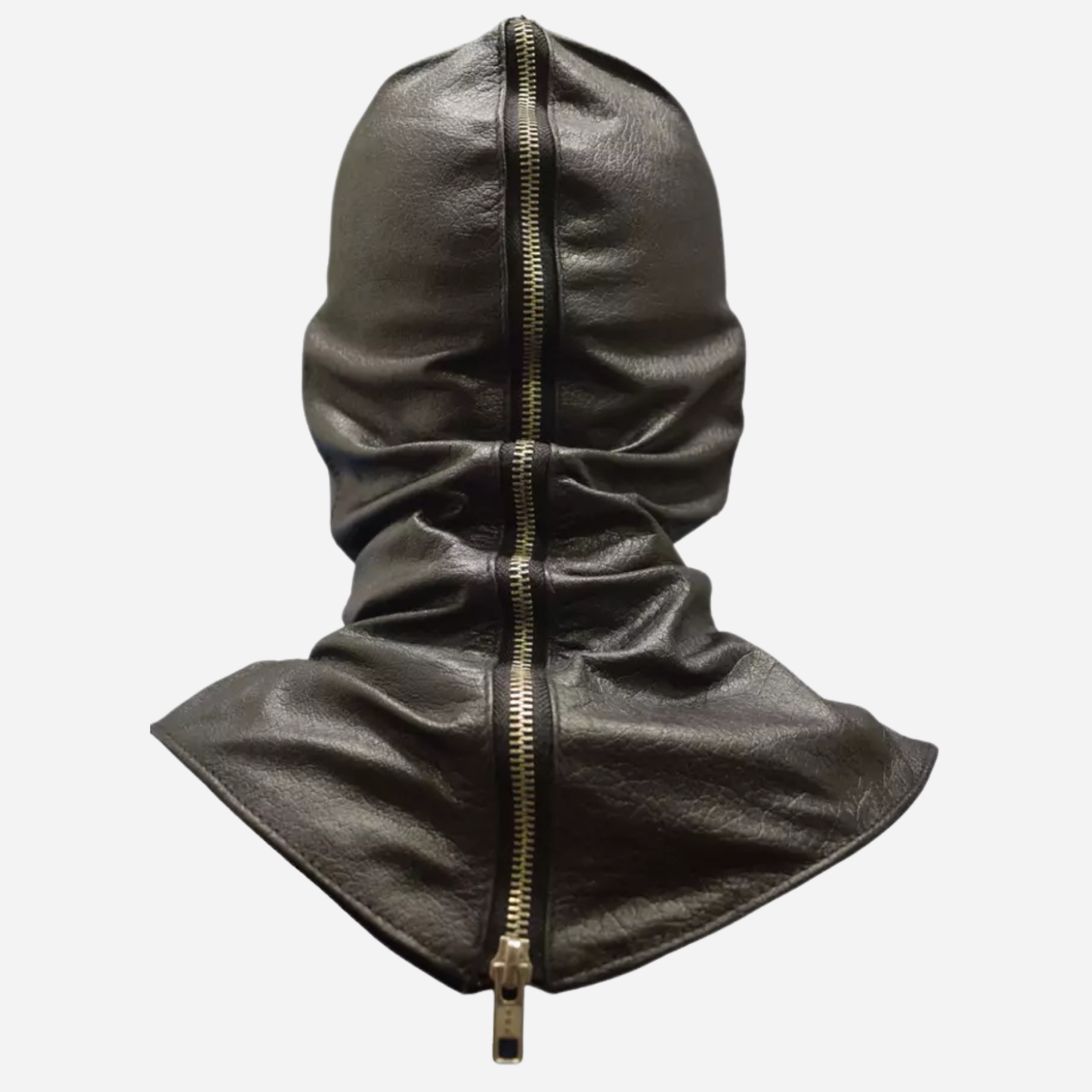 Real Leather Air tight suffocating hood mask with zipper fastening back.