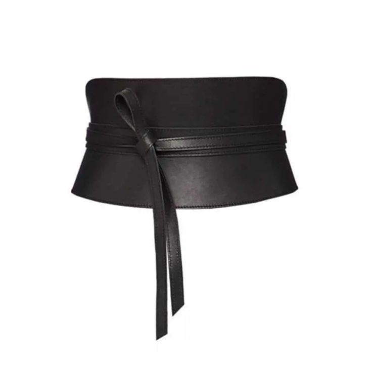 Thick genuine leather waist belt with a stylish bow tie design, perfect for accentuating curves and elevating any outfit.