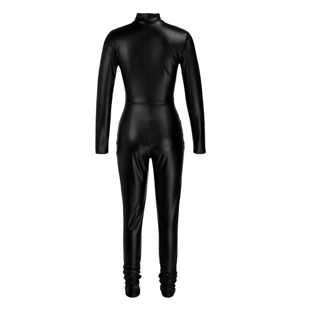 Experience sleek style and comfort with our Black Genuine Leather Catsuit featuring a YKK zip closure in the middle. This fitted leather jumpsuit suit is soft, comfortable, and fully lined for added luxury. Shop now!