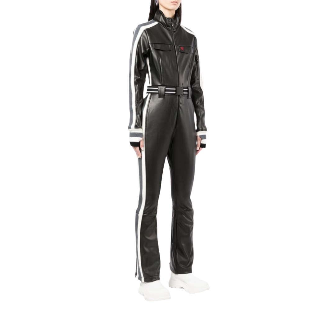 Experience protection and style with our Full Sleeve Leather Biker Jumpsuit. Featuring sporty white details, a convenient zip-up design, and comfortable leather construction, this jumpsuit offers both fashion and function. Shop now! size inclusive jumpsuit we also custom make these jumpsuits for you