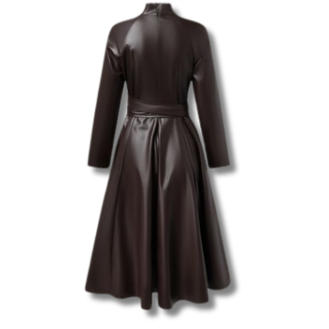 black midi leather dress women