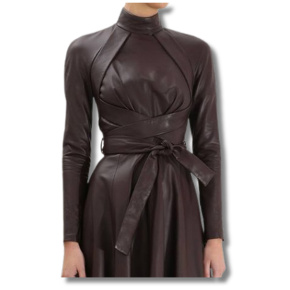 black midi leather dress women